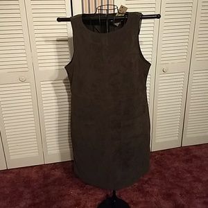 Olive color romper dress, faux suede feel